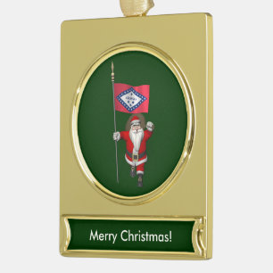 Sinterklaas met ontslag van Arkansas Verguld Banner Ornament