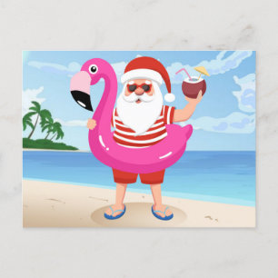 Sinterklaas met opblaasbare flamingo briefkaart