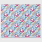 Sinterklaas met opblaasbare flamingo cadeaupapier (Vlak)