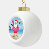 Sinterklaas met opblaasbare flamingo keramische bal ornament (Rechts)