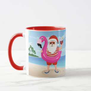 Sinterklaas met opblaasbare flamingo mok