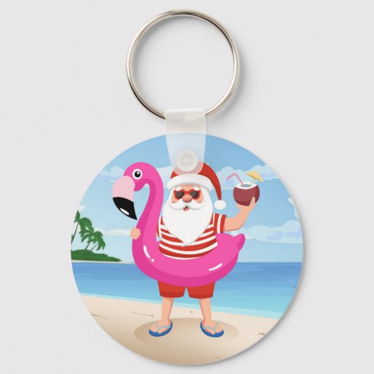 Sinterklaas met opblaasbare flamingo sleutelhanger (Voorkant)