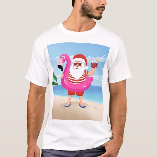 Sinterklaas met opblaasbare flamingo t-shirt (Voorkant)