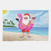 Sinterklaas met opblaasbare flamingo theedoek (Horizontaal)