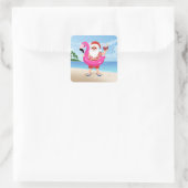 Sinterklaas met opblaasbare flamingo vierkante sticker (Tas)