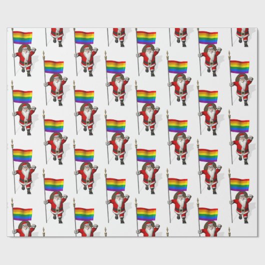 Sinterklaas met regenboogvlag cadeaupapier (Vlak)