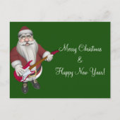 Sinterklaas met rode elektrische gitaar feestdagenkaart (Voorkant)