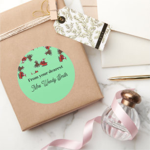 Sinterklaas met sluw groen ronde sticker