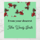 Sinterklaas met sluw groen wijn etiket (Enkel label)