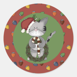 Sinterklaas met snoepriet en adem ronde sticker