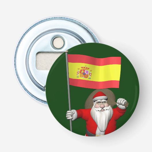 Sinterklaas met Spanje Button Flesopener (Voorkant)