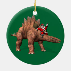 Sinterklaas met stegosaurus keramisch ornament