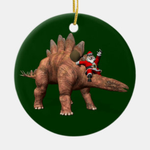 Sinterklaas met stegosaurus keramisch ornament