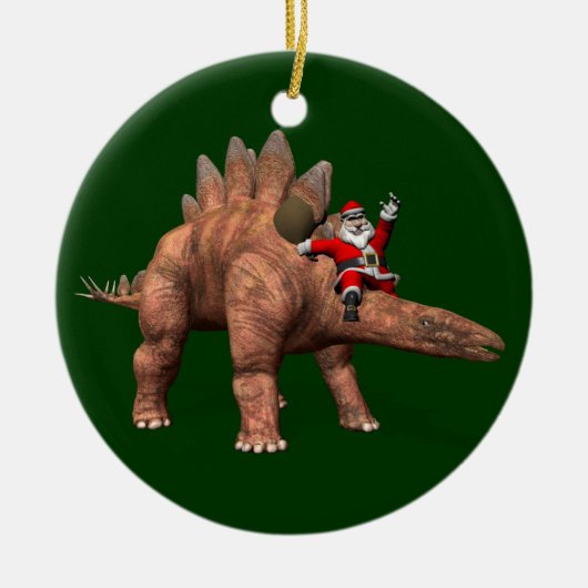 Sinterklaas met stegosaurus keramisch ornament (Voorkant)