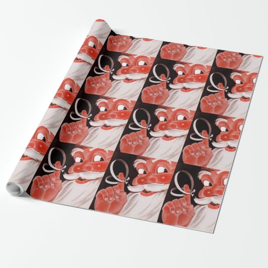  Sinterklaas met String Zwarte Achtergrond Cadeaupapier (Uitgerold)