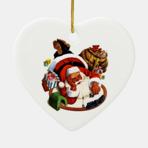 Sinterklaas met treinen keramisch ornament