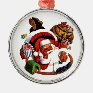 Sinterklaas met treinen metalen ornament