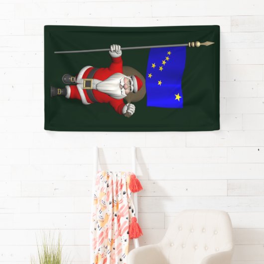 Sinterklaas met vlag van Alaska Spandoek (Insitu)