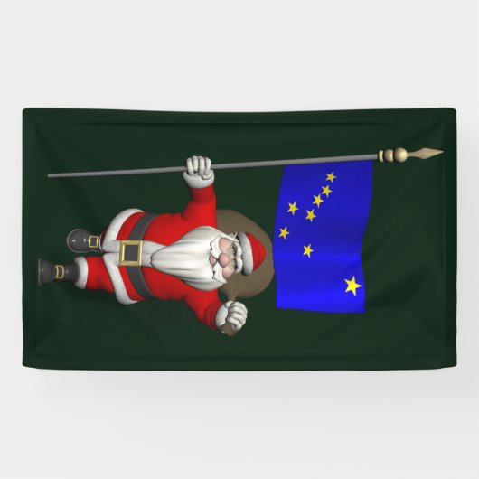 Sinterklaas met vlag van Alaska Spandoek (Horizontaal)