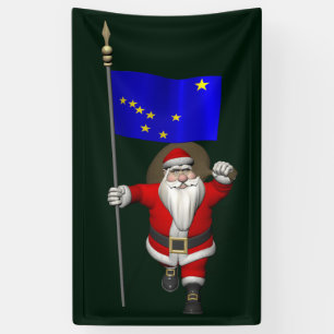Sinterklaas met vlag van Alaska Spandoek