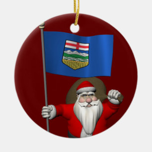 Sinterklaas met vlag van Alberta CDN Keramisch Ornament