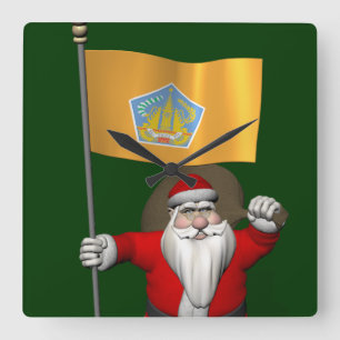 Sinterklaas met vlag van Bali Vierkante Klok