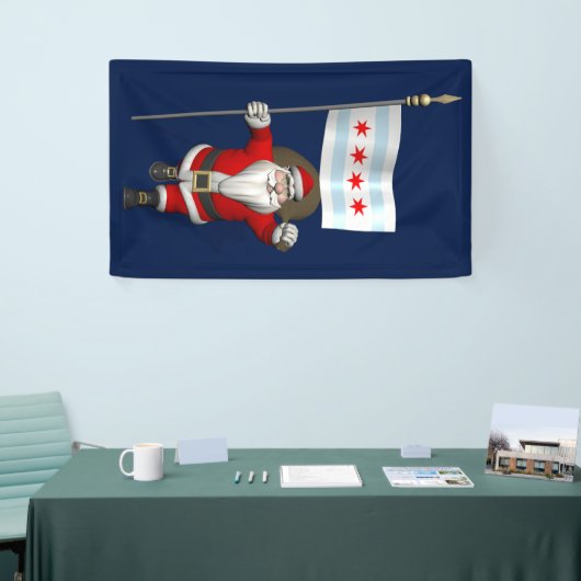 Sinterklaas met vlag van Chicago Spandoek (Beurs)