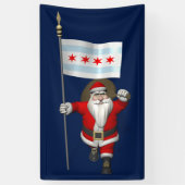 Sinterklaas met vlag van Chicago Spandoek (Verticaal)