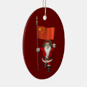 Sinterklaas met vlag van China Keramisch Ornament (Rechts)