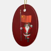 Sinterklaas met vlag van China Keramisch Ornament (Links)