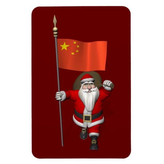 Sinterklaas met vlag van China Magneet (Verticaal)