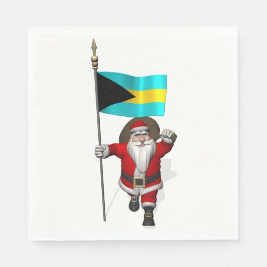 Sinterklaas met vlag van de Bahama's Servetten (Voorkant)