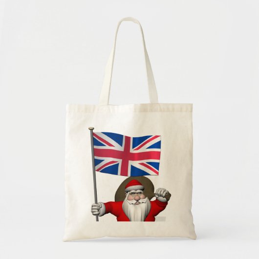 Sinterklaas met vlag van het Verenigd Koninkrijk Tote Bag (Voorkant)