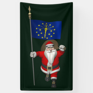 Sinterklaas met vlag van Indiana Spandoek