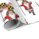 Sinterklaas met vlag van Maryland Cadeaupapier (Rol Hoek)