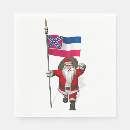 Sinterklaas met vlag van Mississippi Servetten (Voorkant)