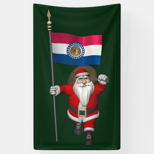 Sinterklaas met vlag van Missouri Spandoek (Verticaal)