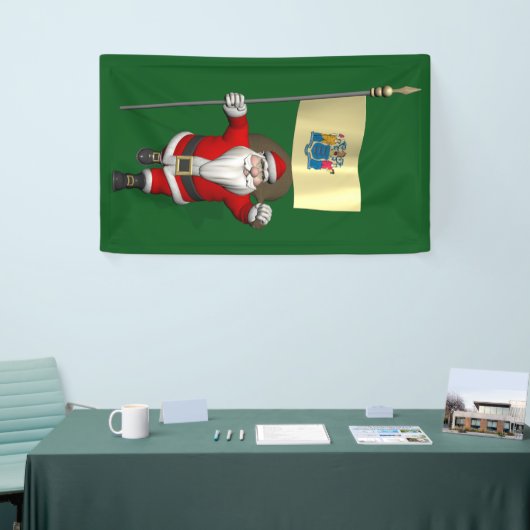 Sinterklaas met vlag van New Jersey Spandoek (Beurs)