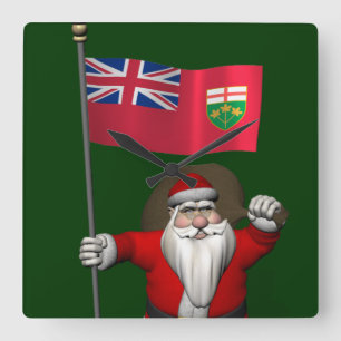Sinterklaas met vlag van Ontario CDN Vierkante Klok