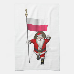 Sinterklaas met vlag van Polen Theedoek