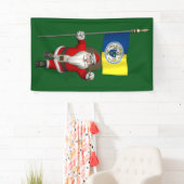 Sinterklaas met vlag van Trenton New Jersey Spandoek (Insitu)