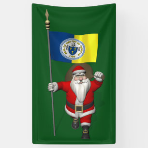 Sinterklaas met vlag van Trenton New Jersey Spandoek