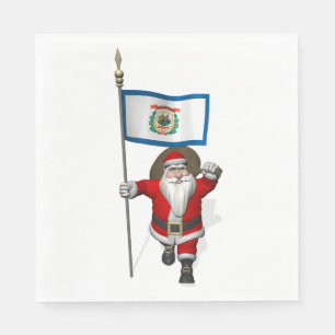 Sinterklaas met vlag van West-Virginia Servetten