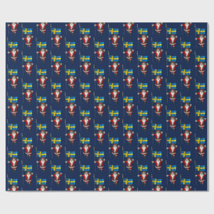 Sinterklaas met vlag van Zweden Cadeaupapier