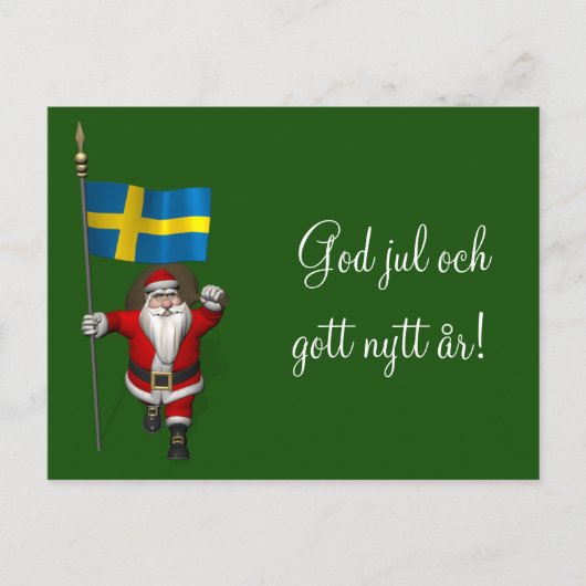 Sinterklaas met vlag van Zweden Feestdagenkaart (Voorkant)