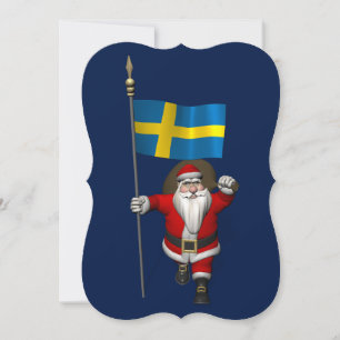 Sinterklaas met vlag van Zweden Feestdagenkaart