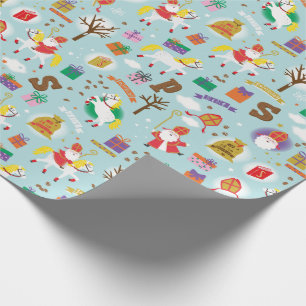Sinterklaas met wit paard, geschenken en chocolade cadeaupapier