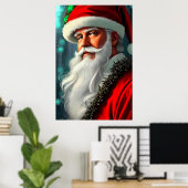 Sinterklaas met witte baard | AI Art Poster (Thuiskantoor)