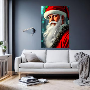 Sinterklaas met witte baard   AI Art Poster