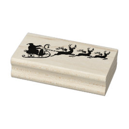 Sinterklaas met zijn slee en rendier 	rubberstempel